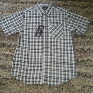 Fourcast Men's Black & White Checkered Shirt Large